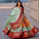 Navratri ghaghra choli in butter silk fabric with mirror work choli and dupatta