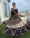 Off white butter silk printed and mirror work lehenga choli