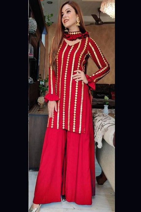 Kalmkari Designer Red Stylish Anarkali Gown