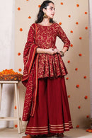 Designer Red Color Stylish Anarkali Gown Online