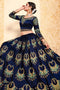 Royal Blue Embroidered Fancy Work Taffeta Silk Lehenga Choli