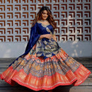 Royal blue Georgette material foil mirror work lehenga choli for women new Indian wedding lehenga choli