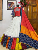 Soft Butter Silk With Digital Print With Real Mirror Lehenga