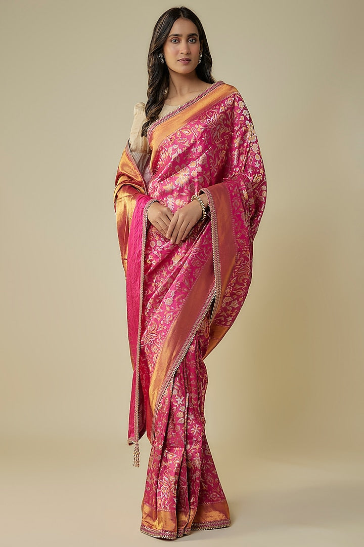 Majestic Saree with Fine Zari and Stone Work for Luxurious Celebrations for Women