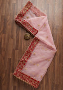 Baby Pink Stonework Net Readymade Dupatta