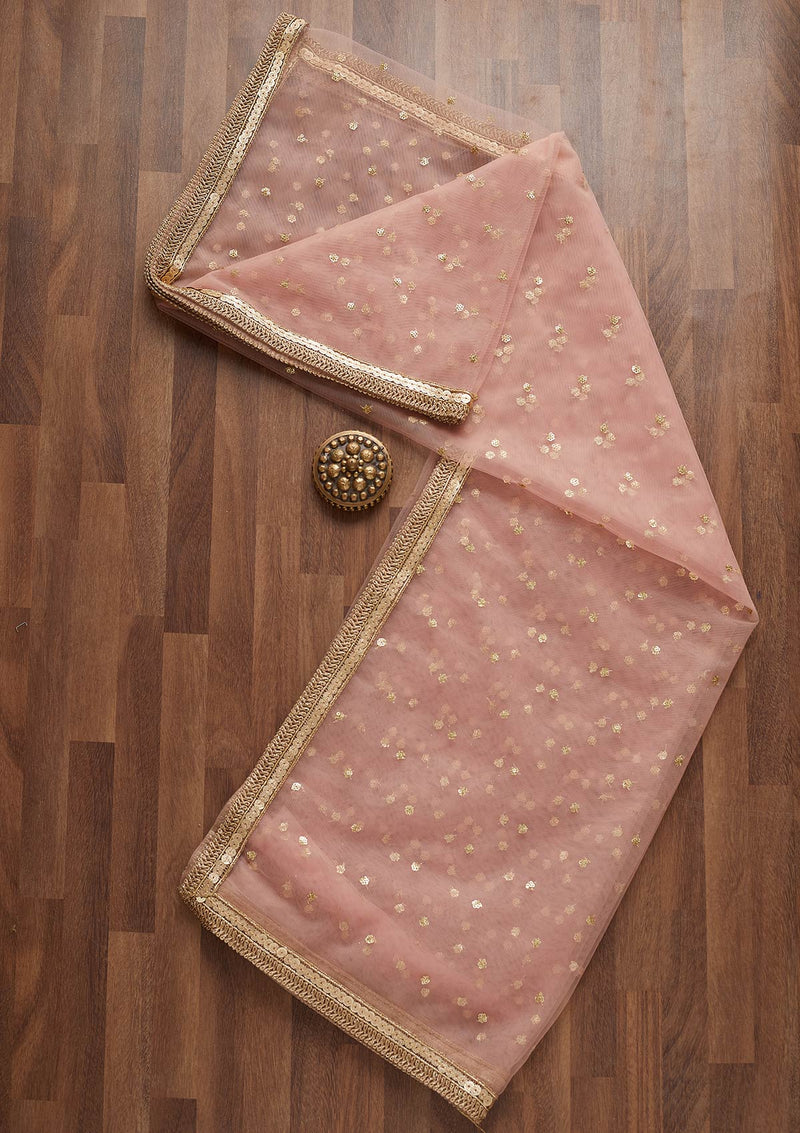 Light Pink Net Readymet Dupatta