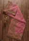 Pink colored Double Embroidery Lace Boader Net Dupatta