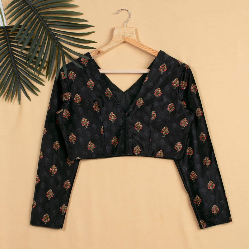 Black Cotton Printed Blouse