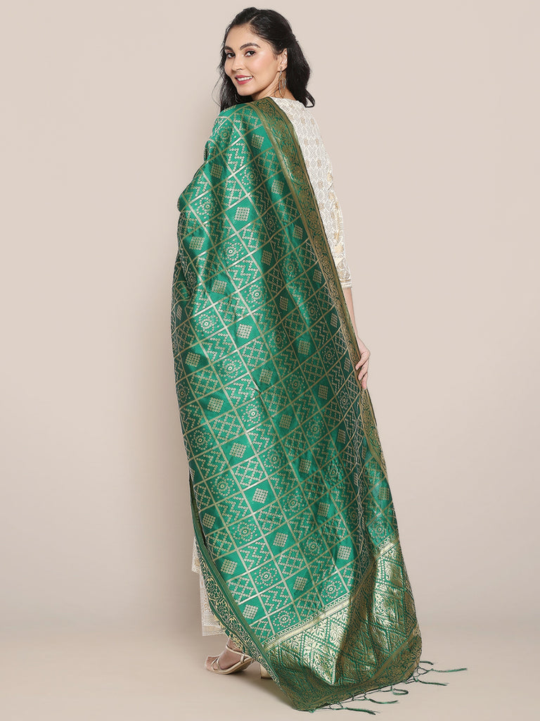 Banarasi Teal Silk Dupatta