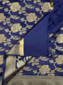 Banarasi Navy Blue Silk Dupatta with Floral Jaal