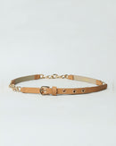 Slim Beige Leather With Chain Belt