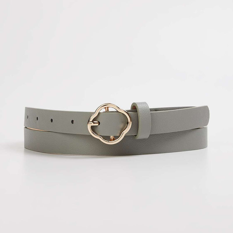 Women Gray Solid Leather Belt