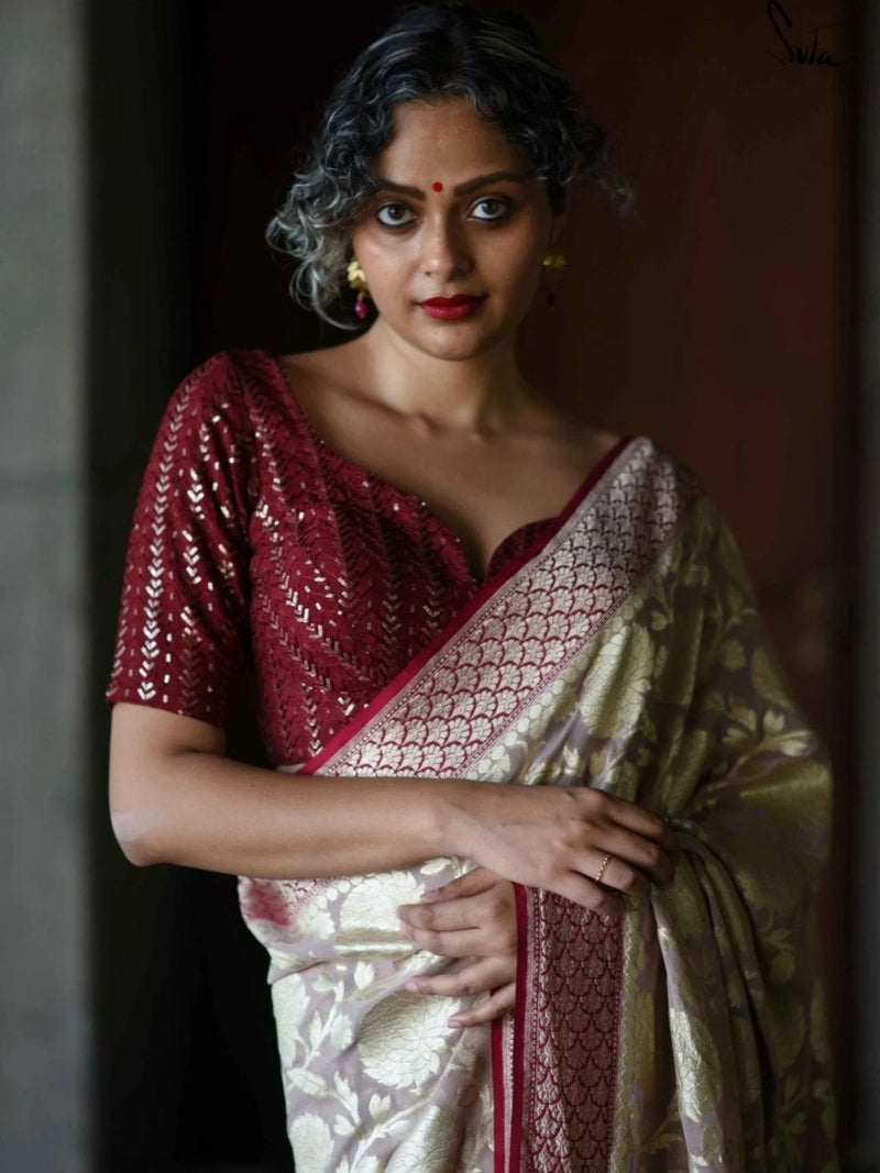 Maroon Embroidered Blouse