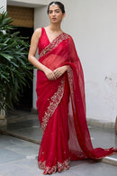 Designer Saree with Detailed Zari and Stone Work for Celebratory Occasions for Women