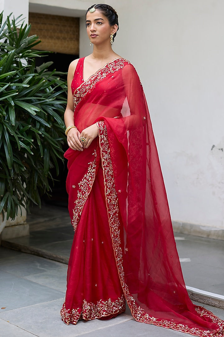 Designer Saree with Detailed Zari and Stone Work for Celebratory Occasions for Women