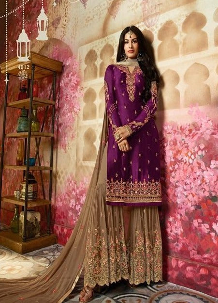 Stylish Purple Color Handwork Designer Salwar Sarara