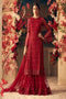 Red Color Embroidery Work  Kurti N Plazoo