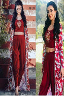 Party Wear Three Piece Maroon Salwar Kameez