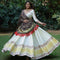 White Color Butter Silk Navaratri Lehenga Choli with Print and Real Mirror Work