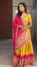 Yellow Soft Butter Silk Digital Printed Lehenga Choli