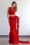 Red Color Party Wear Zari Heavy Ruffle Saree SY 5339