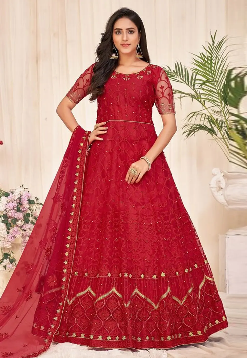 Lavish Heavy Ethnic Gown with Intricate Embroidery and Traditional Work for Women