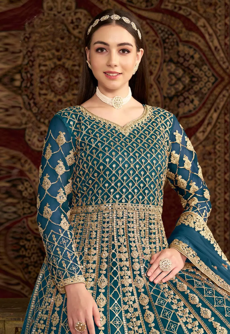 Glamorous Heavy Ethnic Gown Stunning Detailing and Rich Traditional Craft for Women