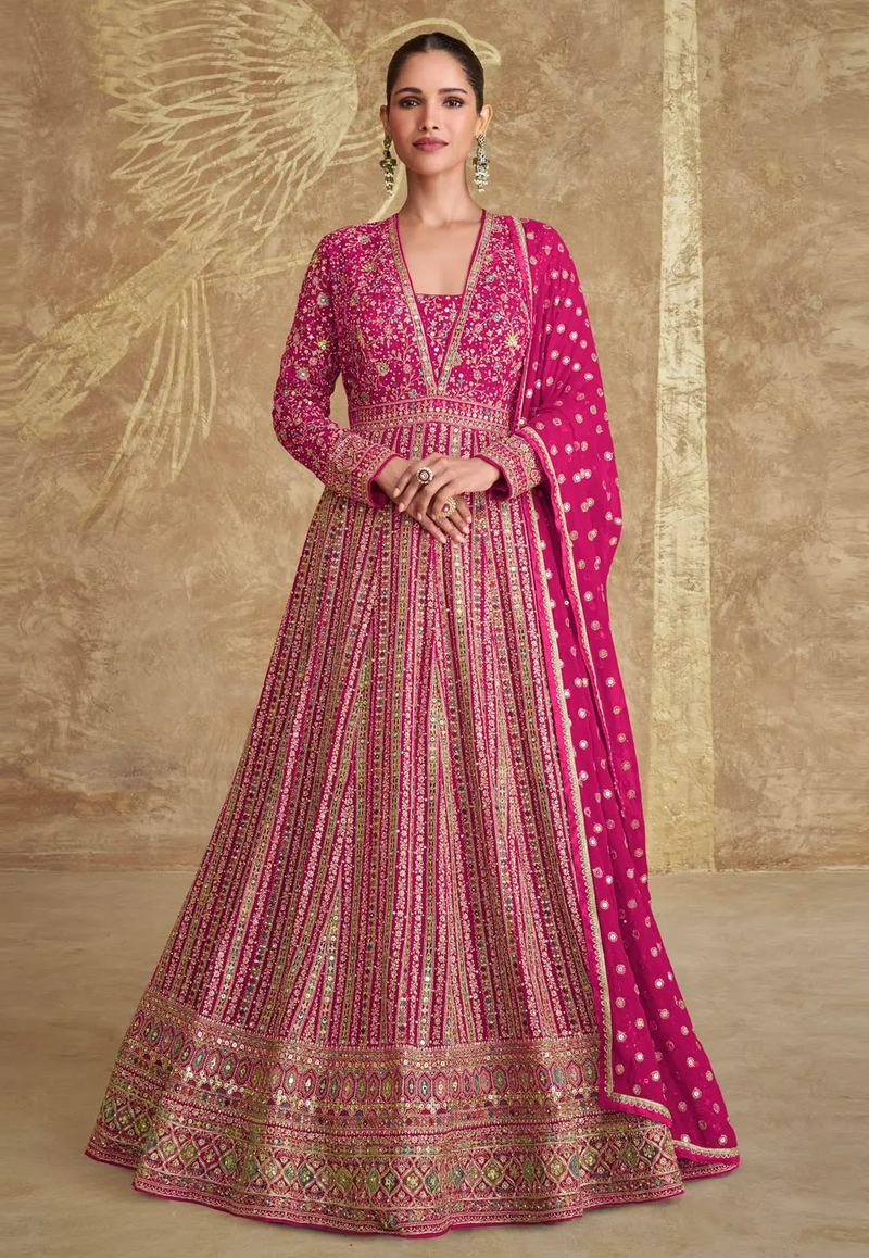 Elegant Heavy Bridal Gown with Rich Ethnic Embroidery and Timeless Wedding Appeal For Women