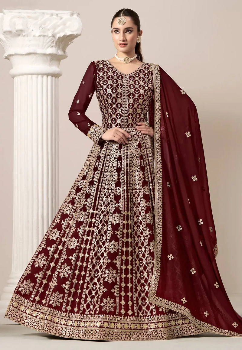 Traditional Heavy Wedding Gown with Stunning Ethnic Embroidery and Bridal Elegance For Women