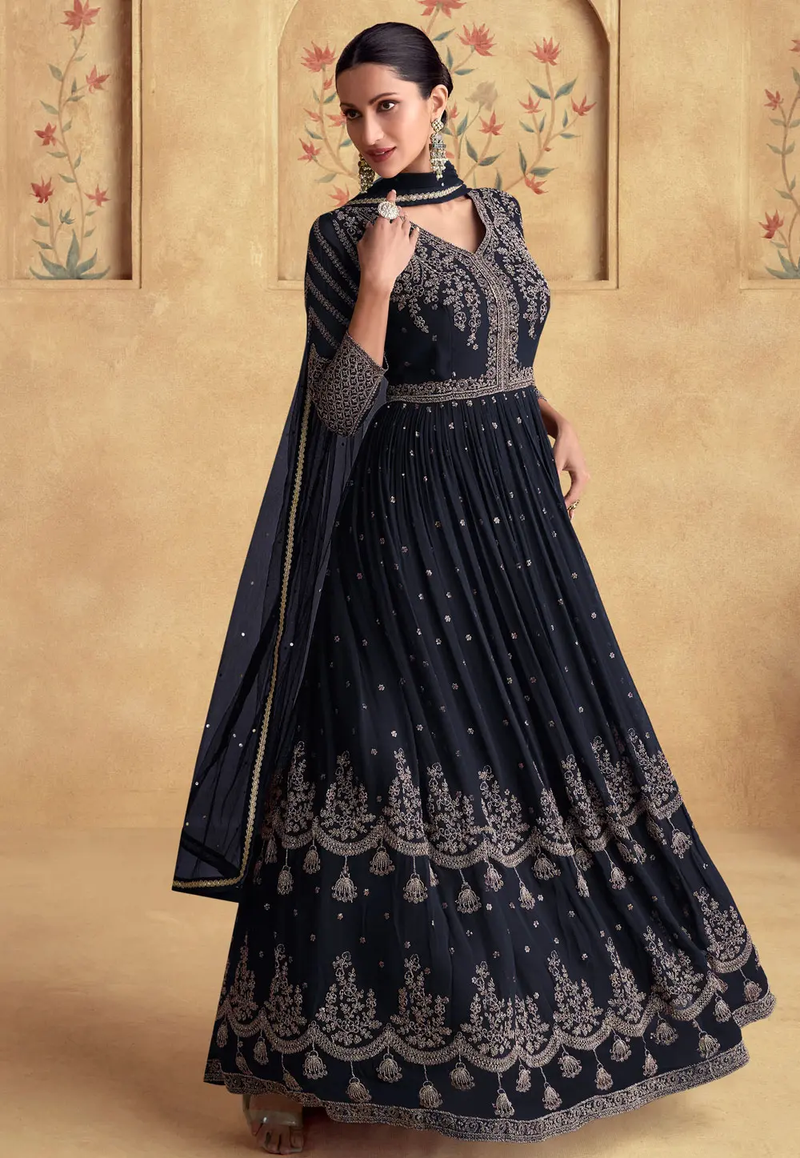 Heavy Ethnic Gown with Intricate Embroidery and Traditional Detailing For Women