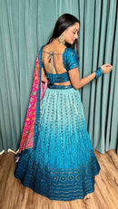 Women Embellished Flared Lehenga Choli Set with All Over Sequined Embroidery Work