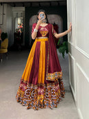 Multi Color Wedding Special Kutchi Gamthi Work Lehenga Choli For Women