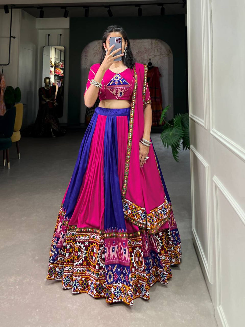 Multi Color Wedding Special Kutchi Gamthi Work Lehenga Choli For Women