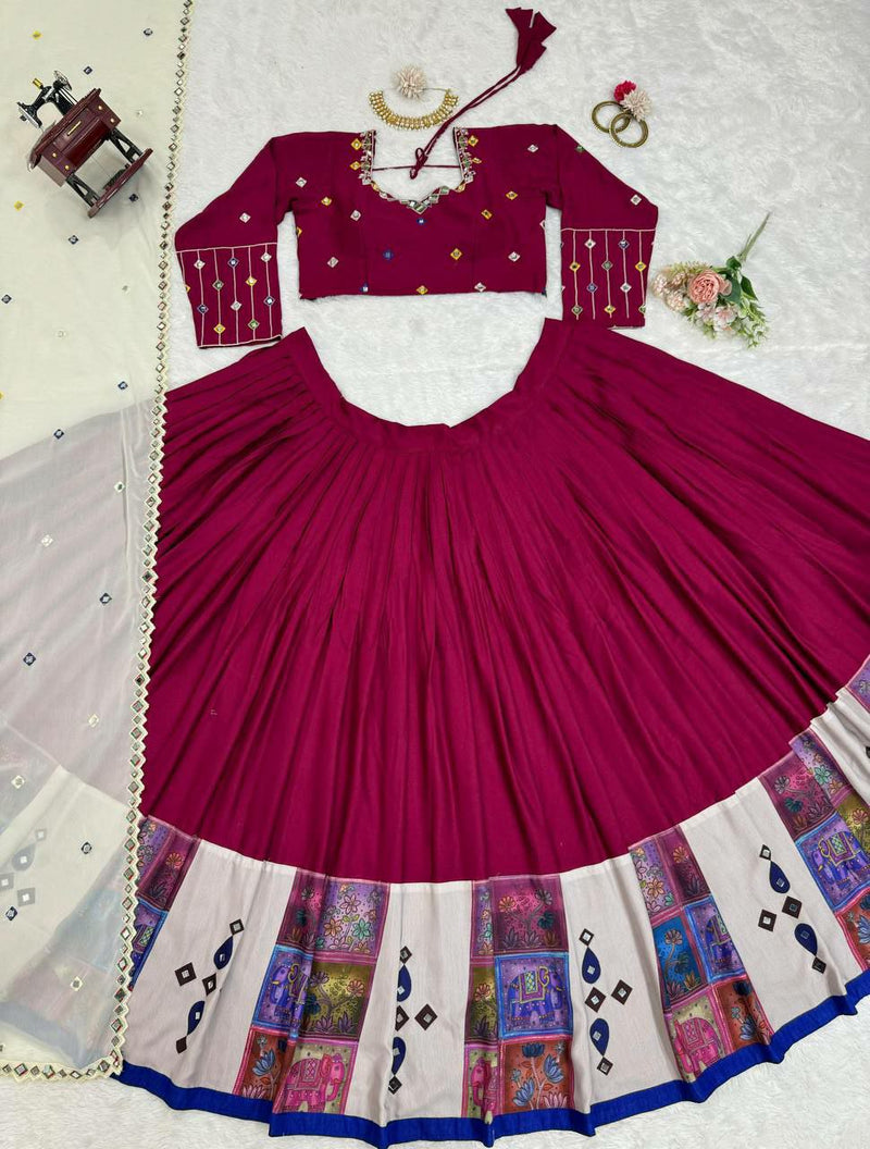 Glamorous Rayon Bridal Lehenga Choli In Wine With Dupatta Price