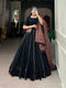 Precious Black Indian Wedding Lehenga Choli in Printed Silk With Sequence Embroidery For Women