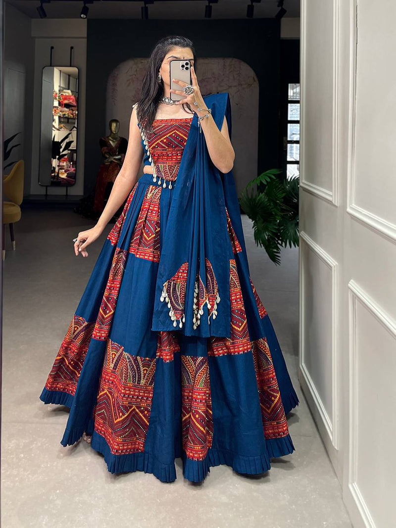 Wedding Special Multicolor Cotton Patchwork Lehenga Choli With Dupatta Set For Women