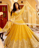 Haldi Ceremony Special Georgette Yellow Lehenga For Bridal