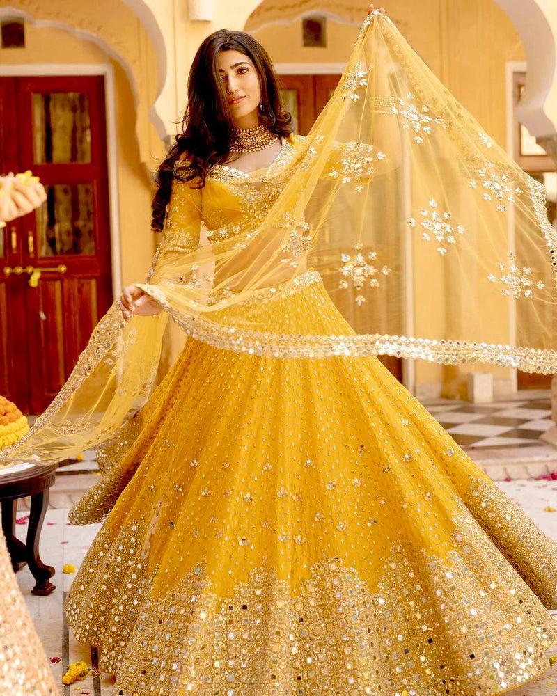 Haldi Ceremony Special Georgette Yellow Lehenga For Bridal