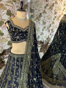 Precious Black Indian Wedding Lehenga Choli in Jalppari Silk With Sequence Embroidery For Women