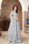 Stylish Sky Blue Faux Georgette Lehenga Choli With Thread Embroidery For Women