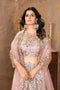 Stylish Peach Faux Georgette Lehenga Choli With Thread Embroidery For Women