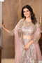 Stylish Peach Faux Georgette Lehenga Choli With Thread Embroidery For Women