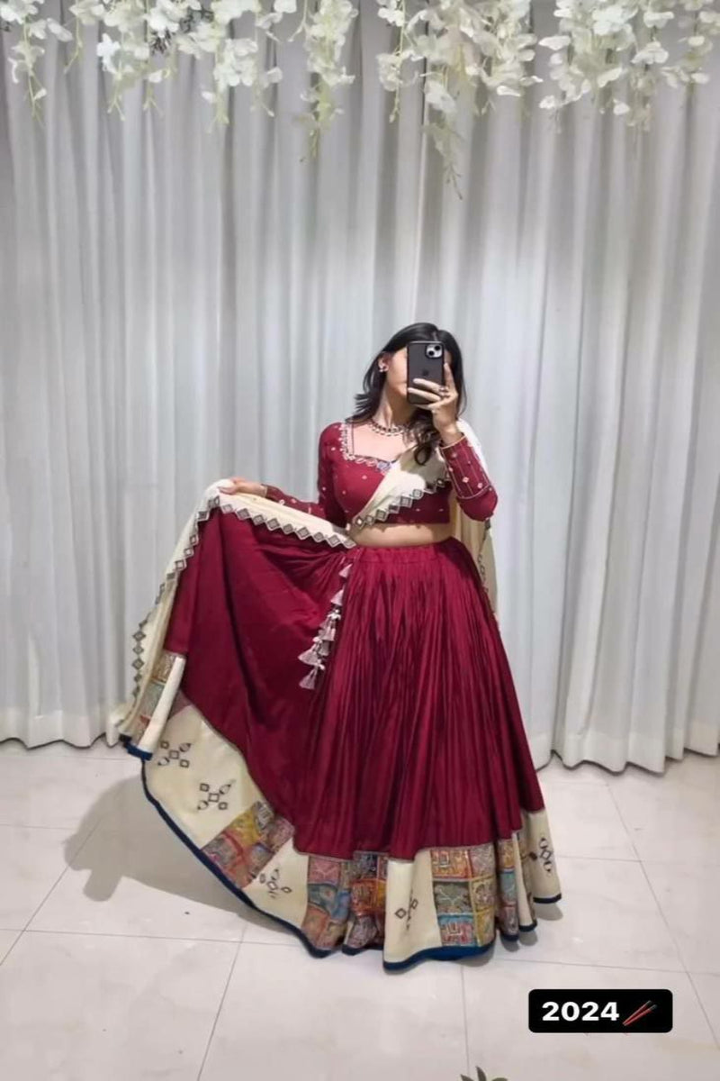 Glamorous Rayon Bridal Lehenga Choli In Wine With Dupatta Price