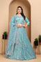 Presenting Light Blue Faux Georgette Lehenga Choli With Thread Embroidery For Women