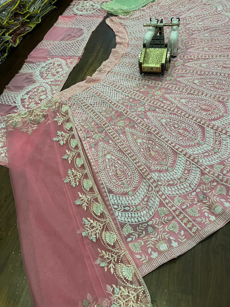 Precious Pink Indian Wedding Lehenga Choli in Jalppari Silk With Sequence Embroidery For Women