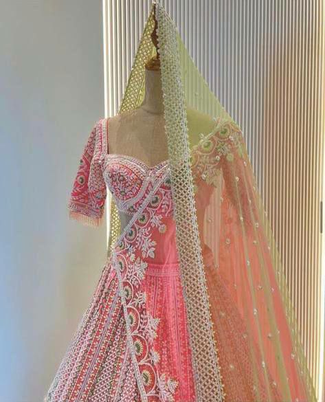 Precious Pink Indian Wedding Lehenga Choli in Jalppari Silk With Sequence Embroidery For Women