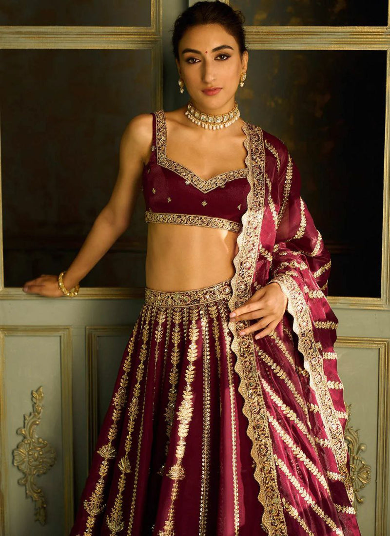 Precious Black Indian Wedding Lehenga Choli in Sequence Embroidery For Women