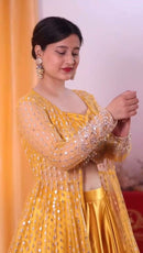 Wedding special Satin Yellow Lehenga Choli For Women