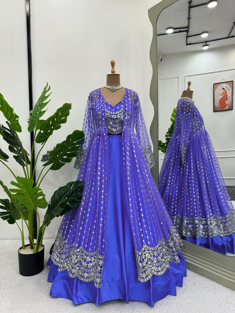 Stylish Wedding special Satin Purple Lehenga Choli For Women