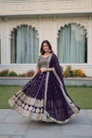 Heavy Faux Georgette Lehenga Choli With Thread Embroidery For Women